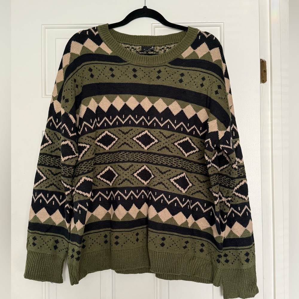 Green Fair Isle Vintage Knit Sweater
